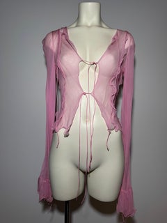 S/S 2000 Fendi by KARL Lagerfeld Sheer Pink Silk Chiffon Top