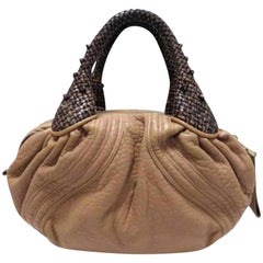 Fendi Spy 228080 Nude Leather Hobo Bag