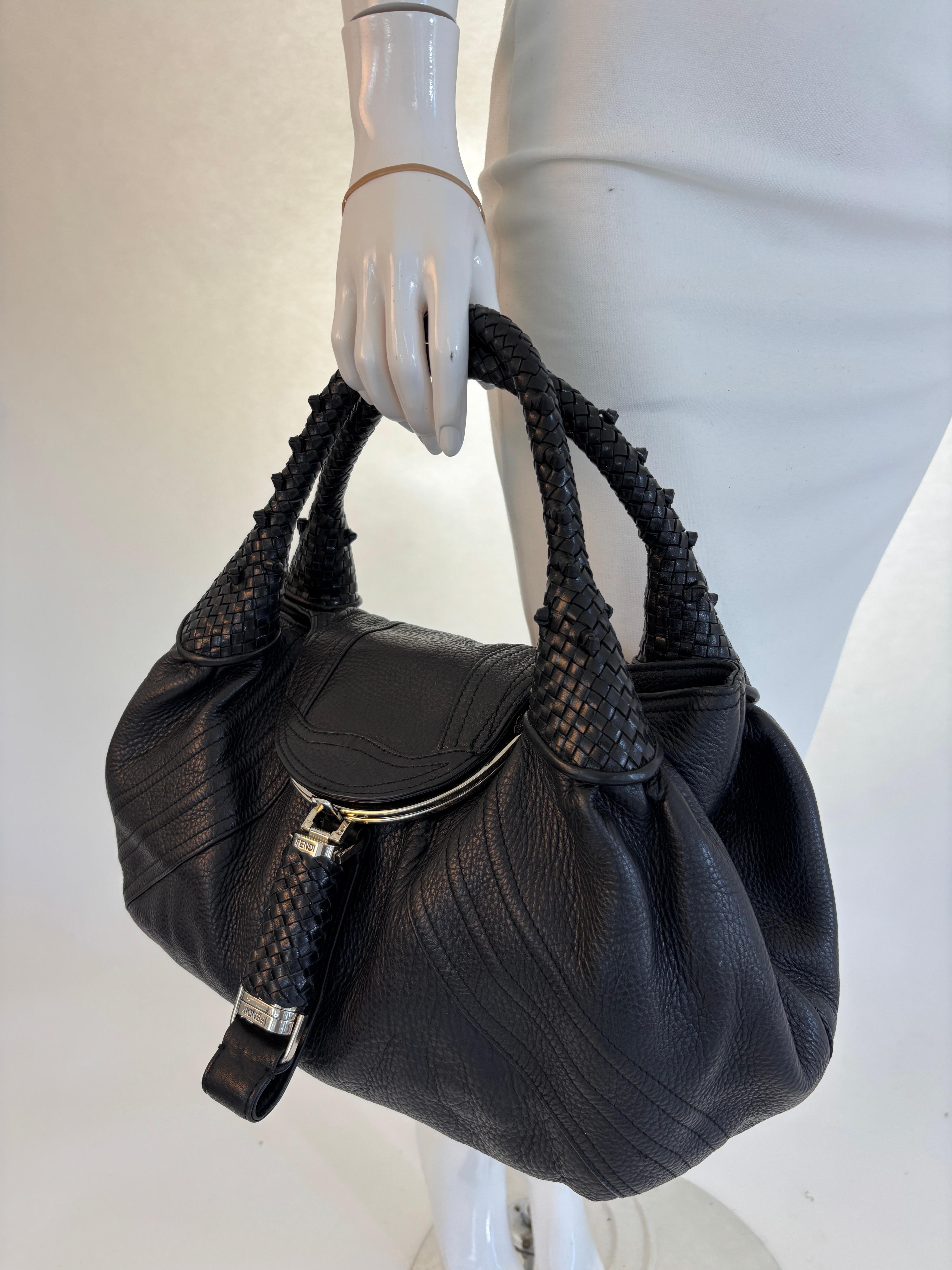 FENDI Spy Bag Black Leather Large Women Bag Italy For Sale 6
