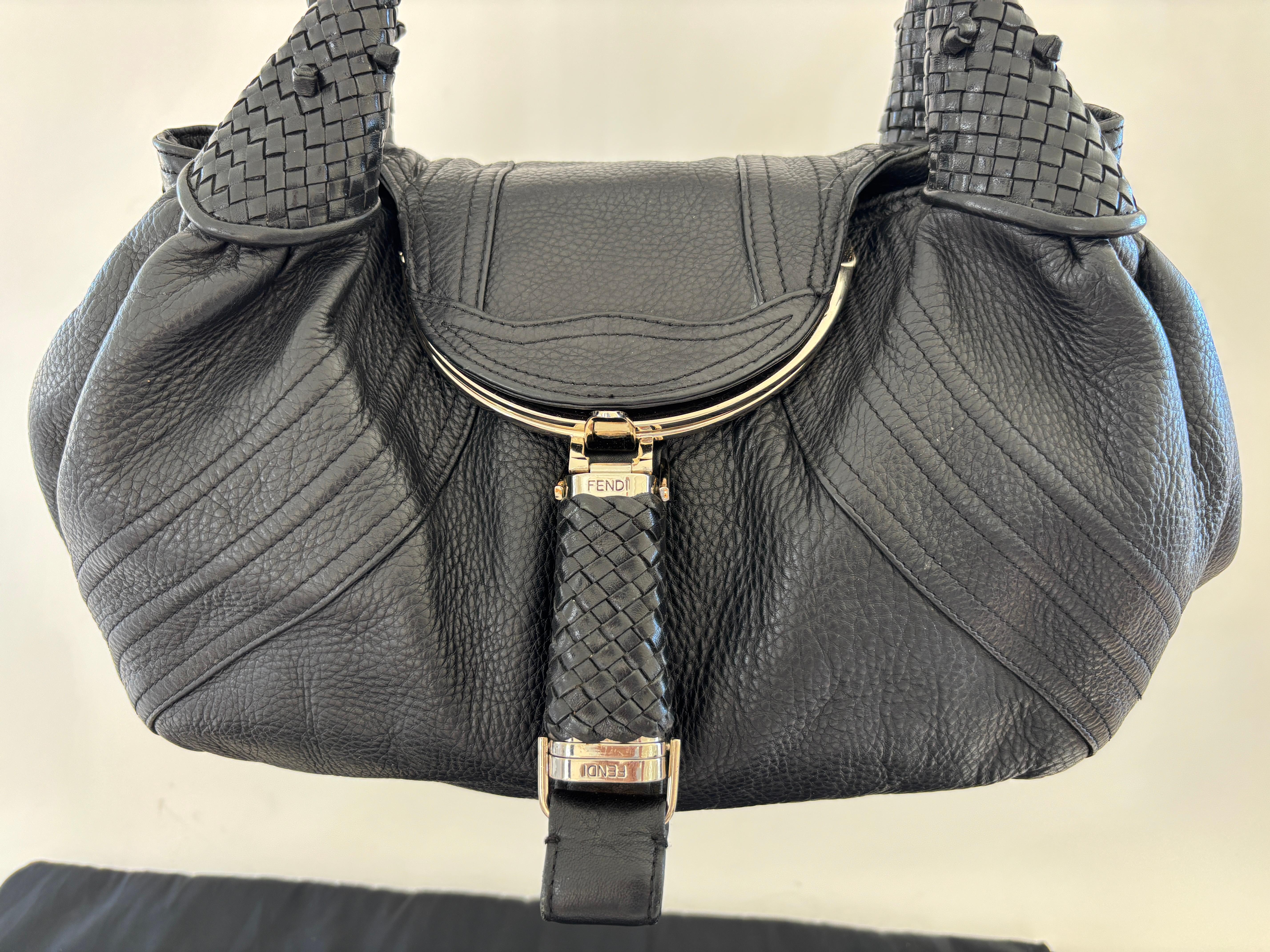 FENDI Spy Bag Black Leather Large Women Bag Italy For Sale 7