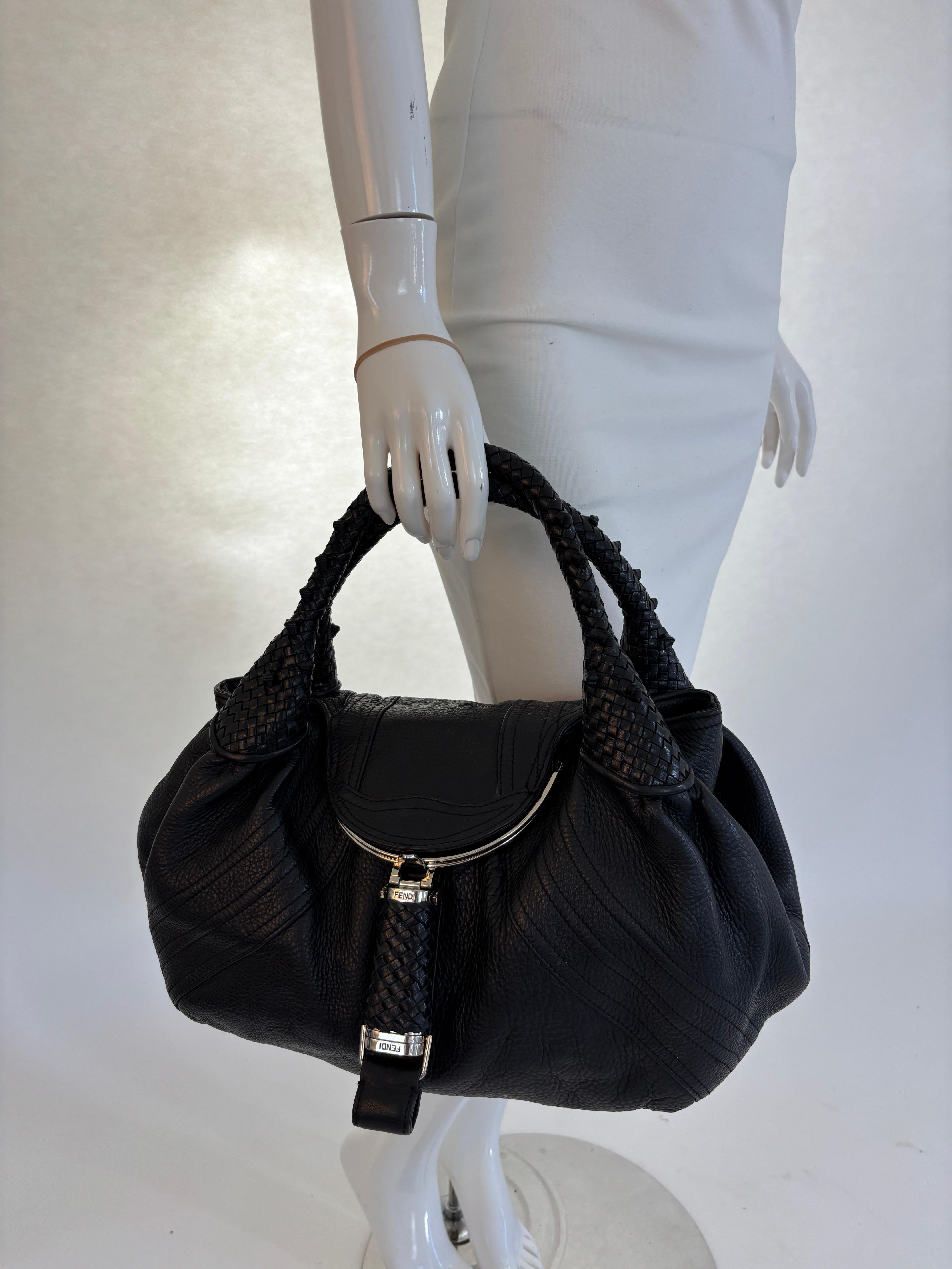 FENDI Spy Bag Black Leather Large Women Bag Italy For Sale 9