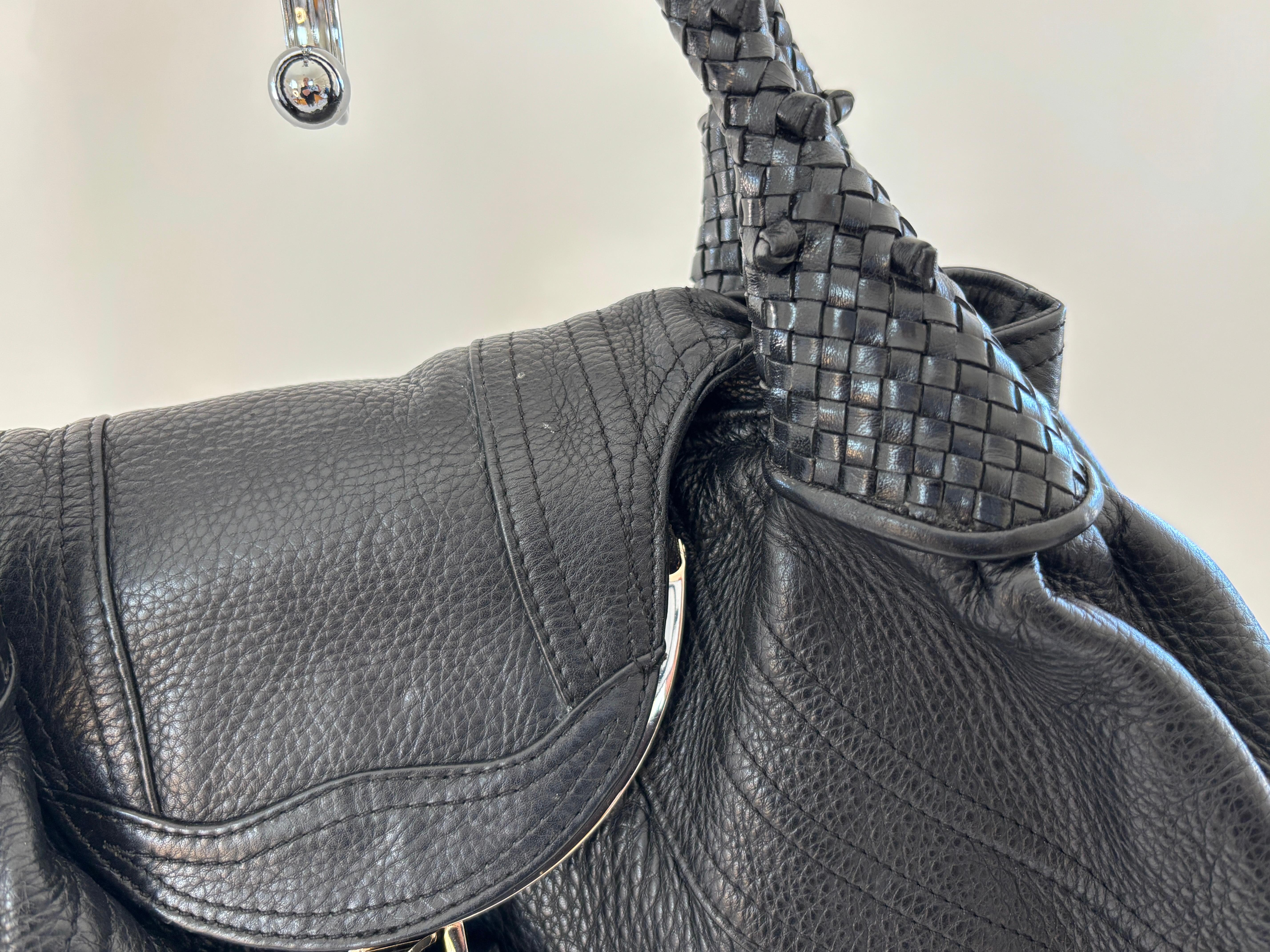 FENDI Spy Bag Black Leather Large Women Bag Italy In Good Condition For Sale In North Hollywood, CA