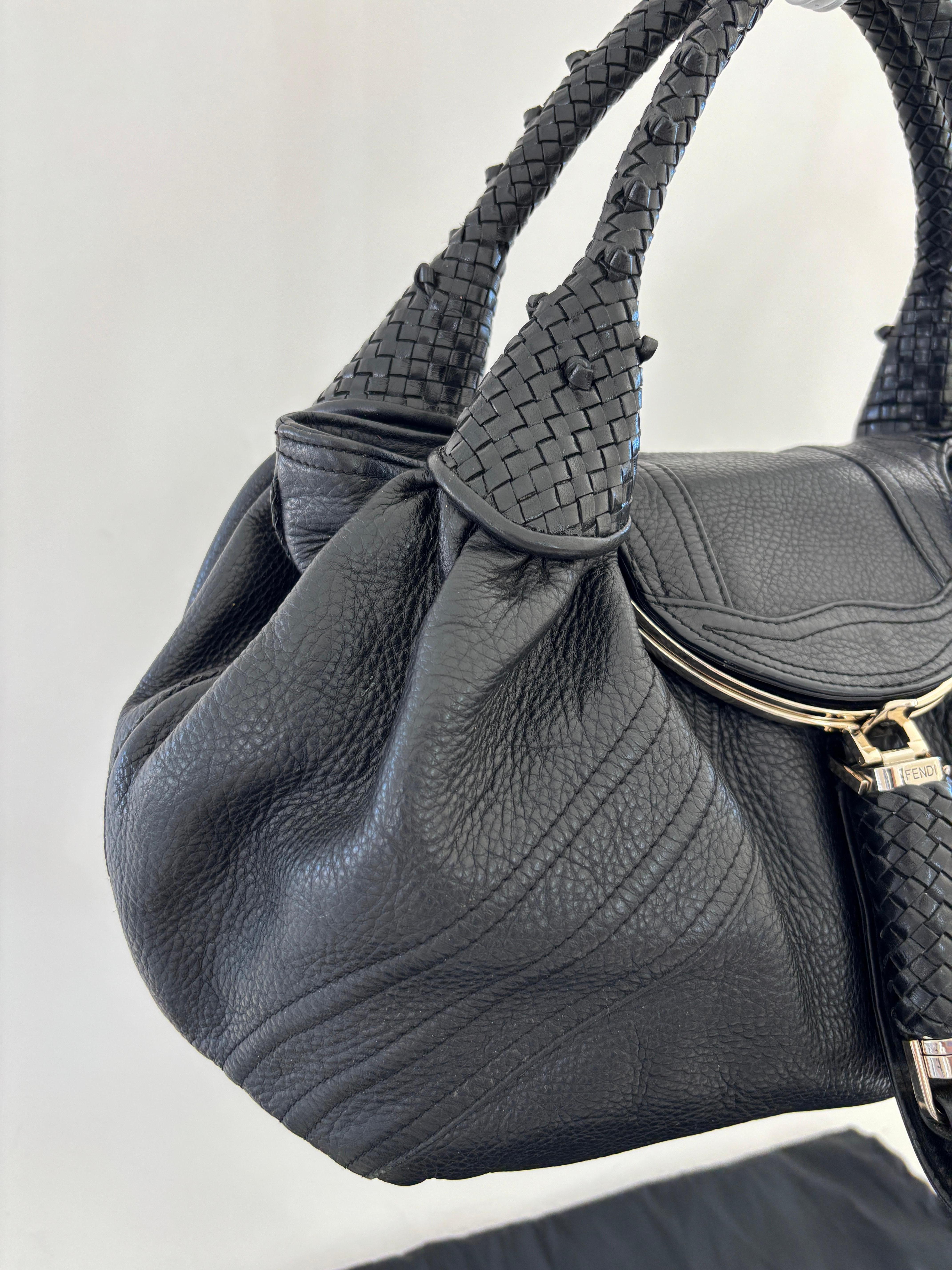 FENDI Spy Bag Black Leather Large Women Bag Italy For Sale 10