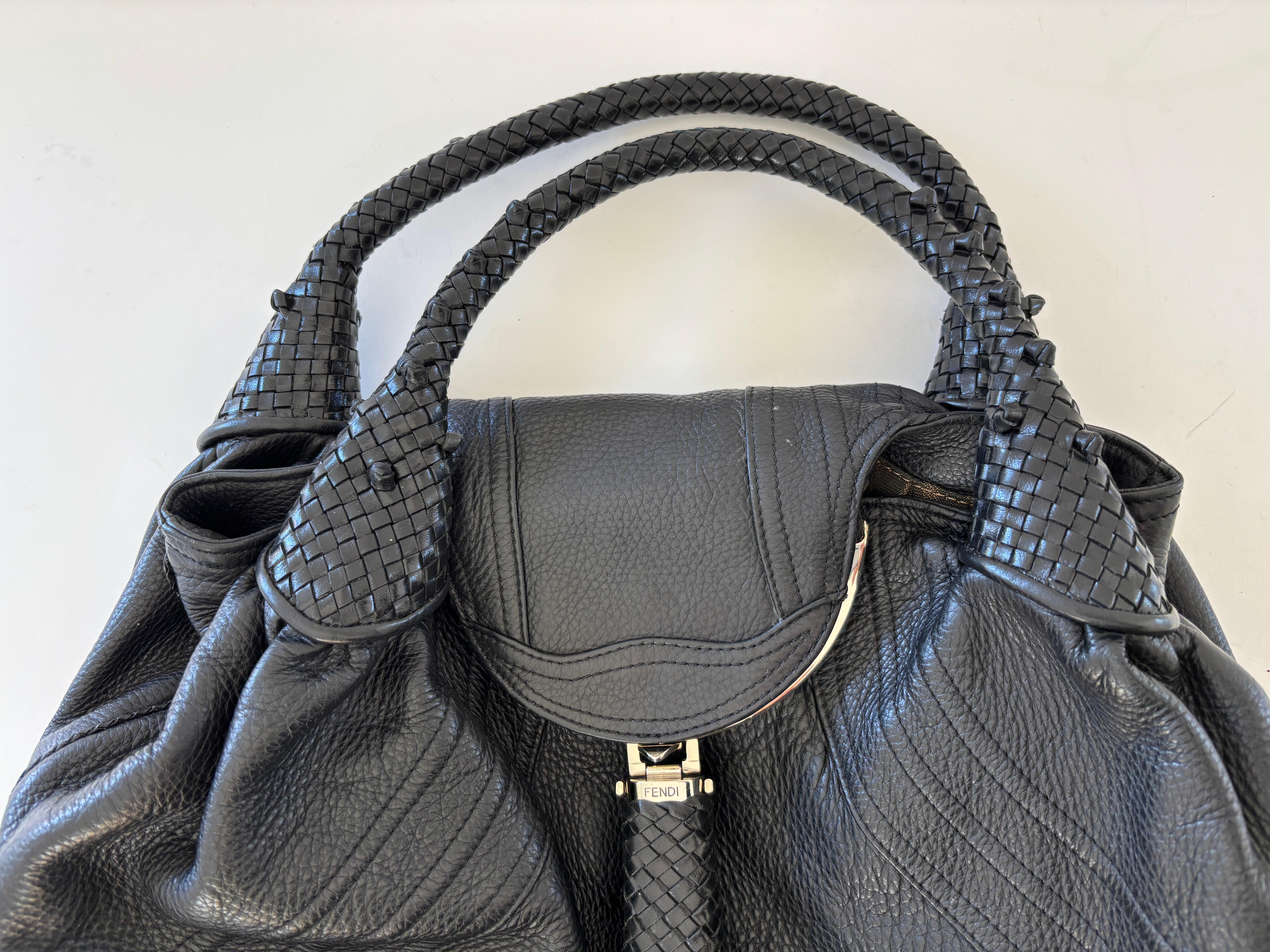 Women's FENDI Spy Bag Black Leather Large Women Bag Italy For Sale