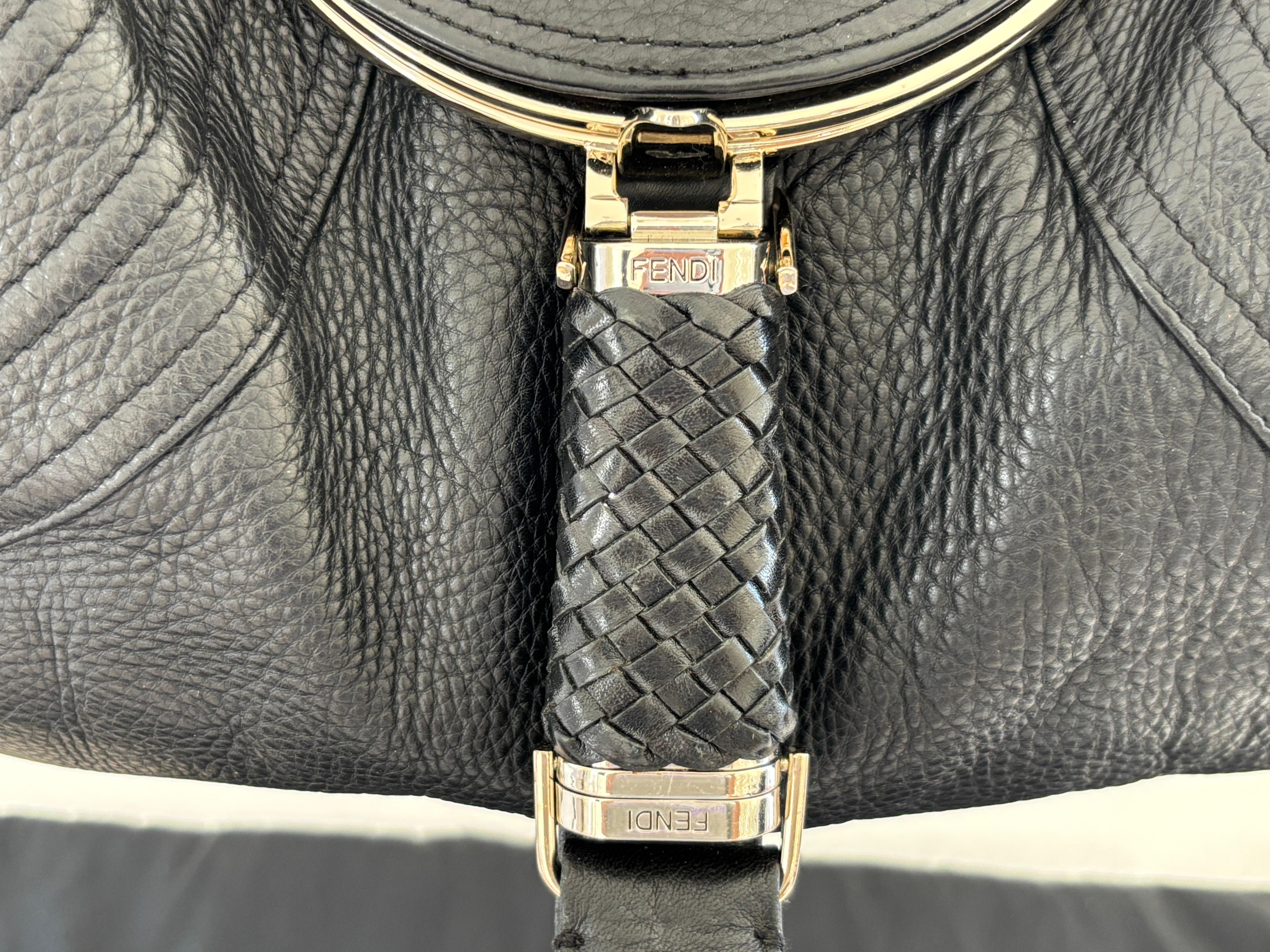 FENDI Spy Bag Black Leather Large Women Bag Italy For Sale 11