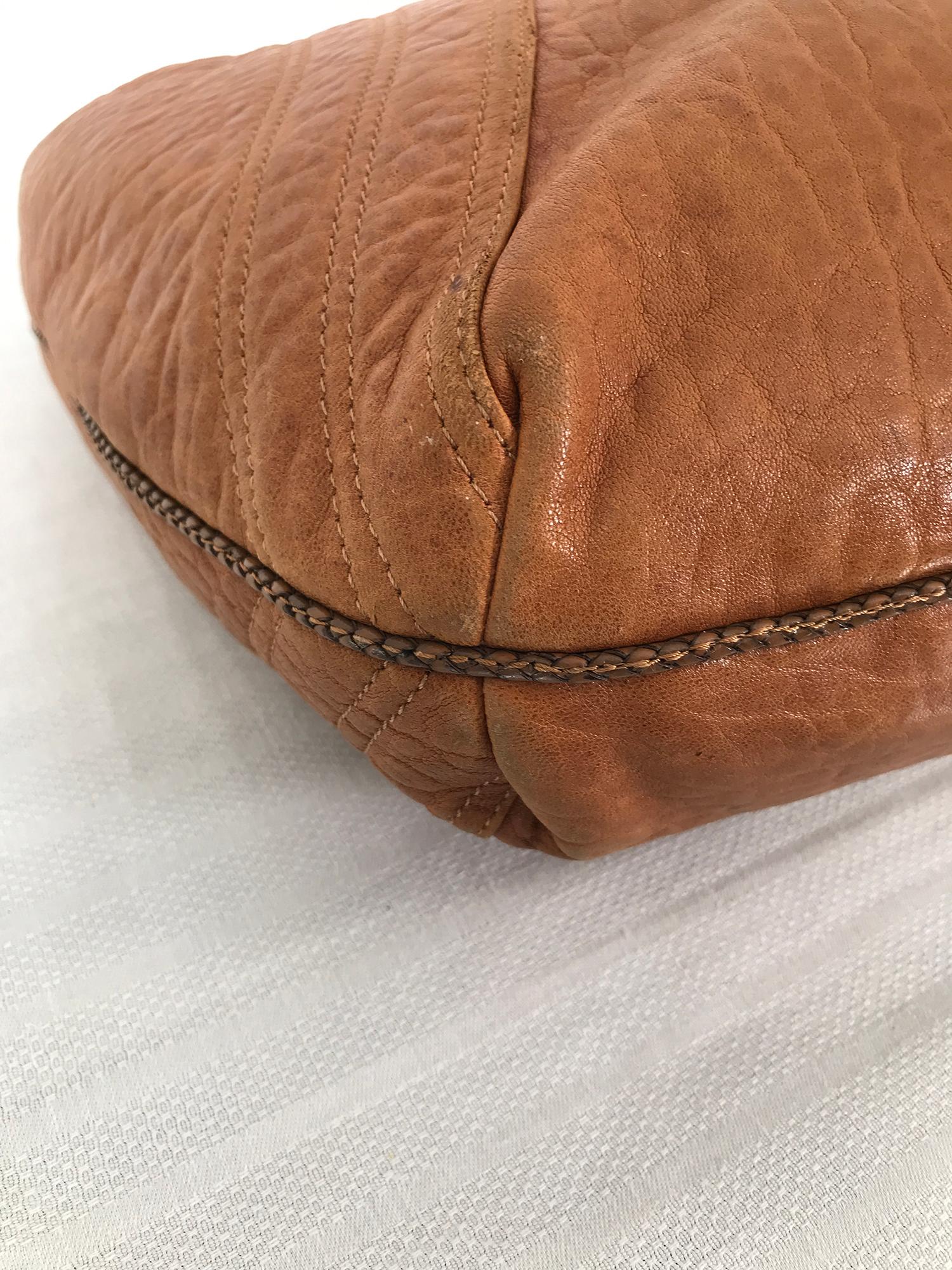 Fendi Spy Boho Shoulder Bag in Caramel Leather Zucca Lining For Sale 5