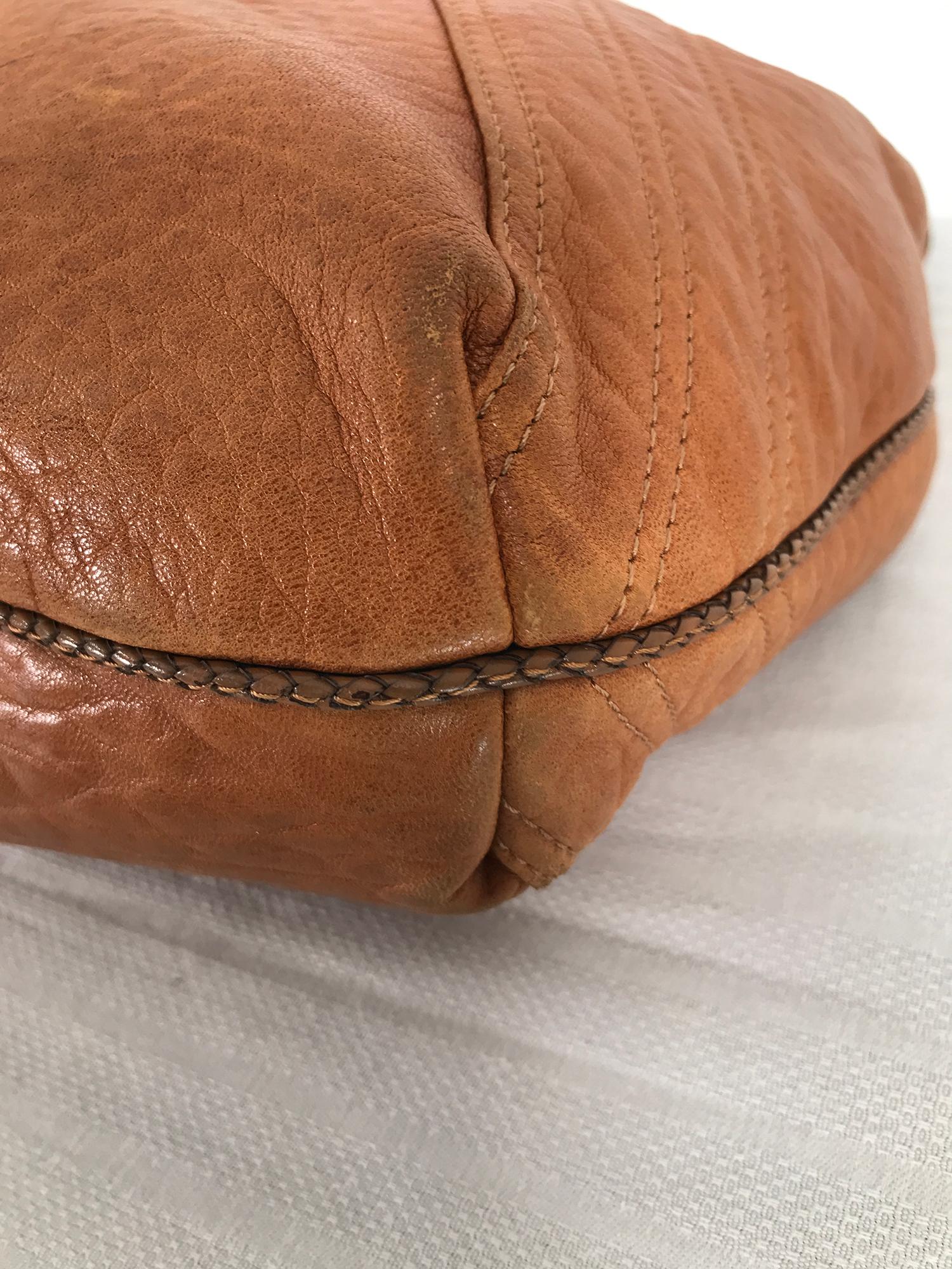 Fendi Spy Boho Shoulder Bag in Caramel Leather Zucca Lining For Sale 6