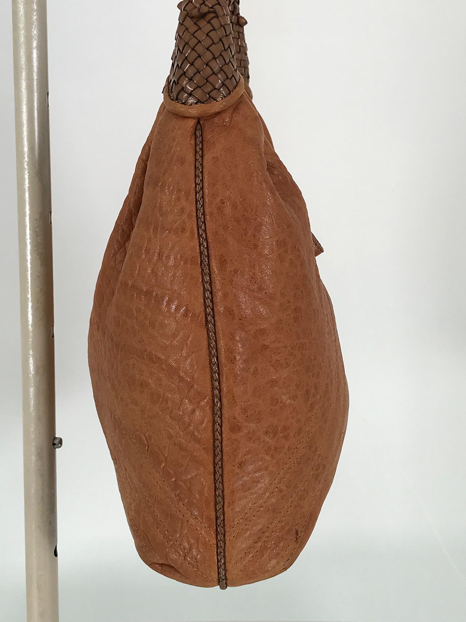Fendi Spy Boho Shoulder Bag in Caramel Leather Zucca Lining For Sale 4