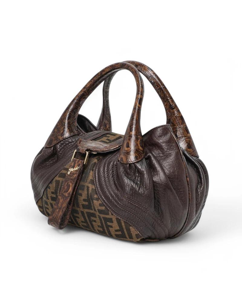 Black Fendi Spy Small FF Logomania Brown For Sale