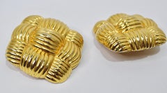Fendi Square Basket Weave Vintage Earrings