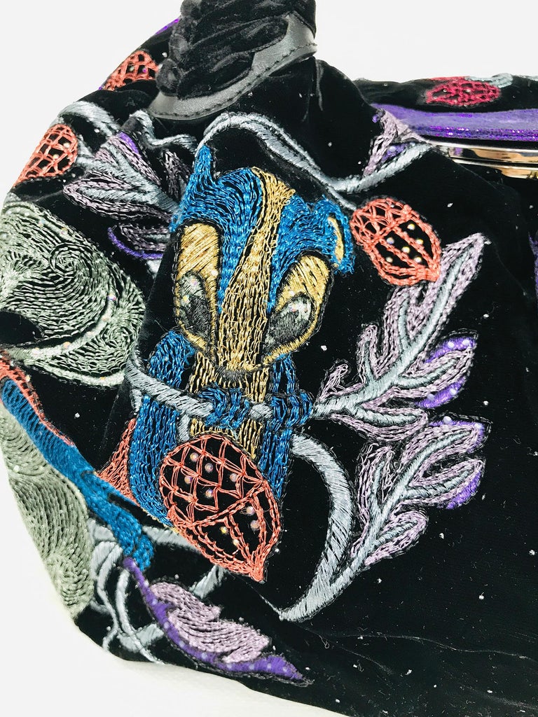 Fendi Squirrel Velvet Purple Sparkle Suede Metallic Embroidered Spy Bag ...