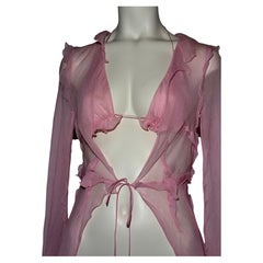 FENDI SS 00 Pink Chiffon Longline Split Top