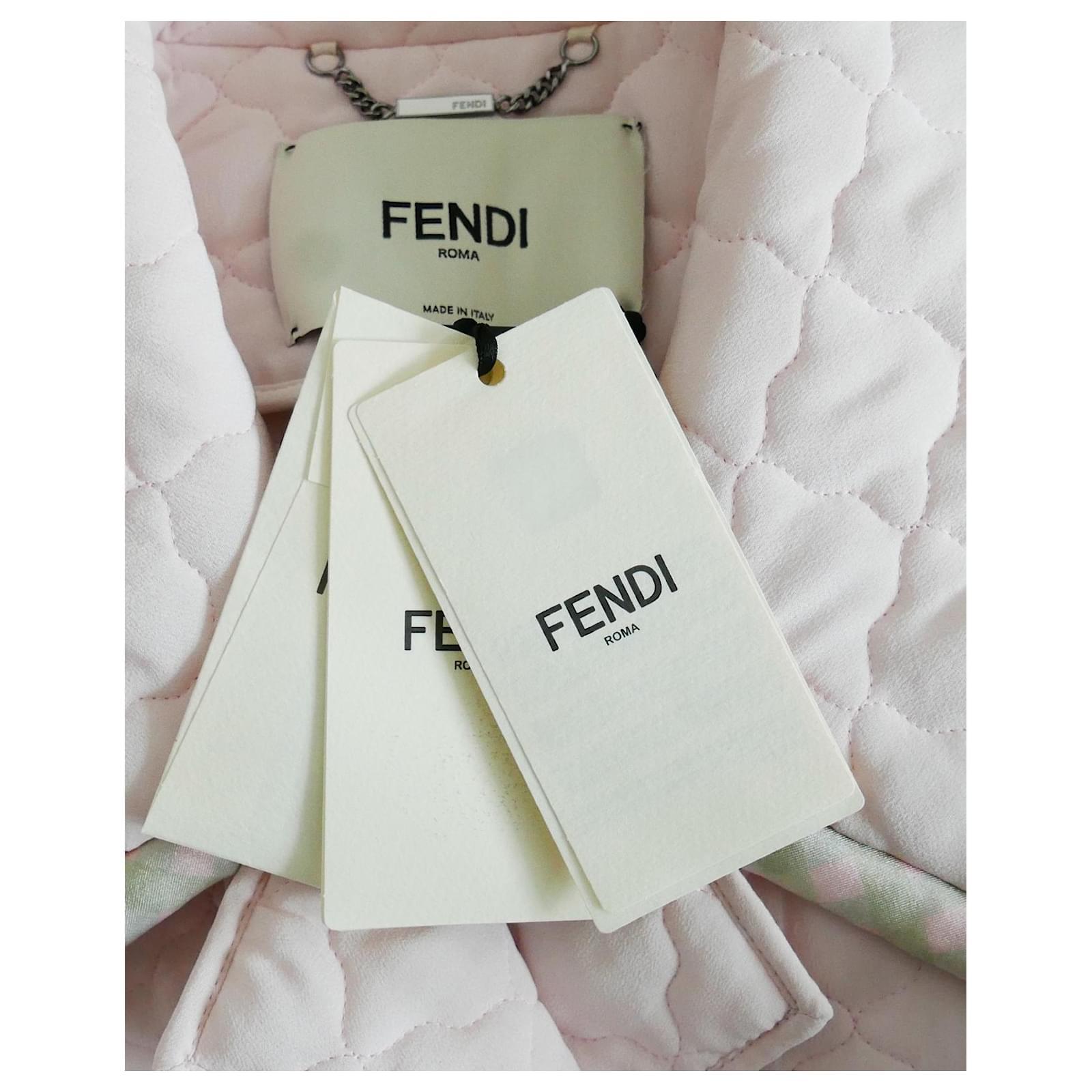 Fendi SS20 Pale Pink Silk Quilted Jacket For Sale 2