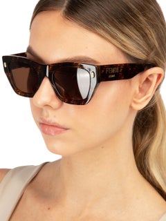 Fendi SS24 Light Tortoise Fendi Roma Square Sunglasses
