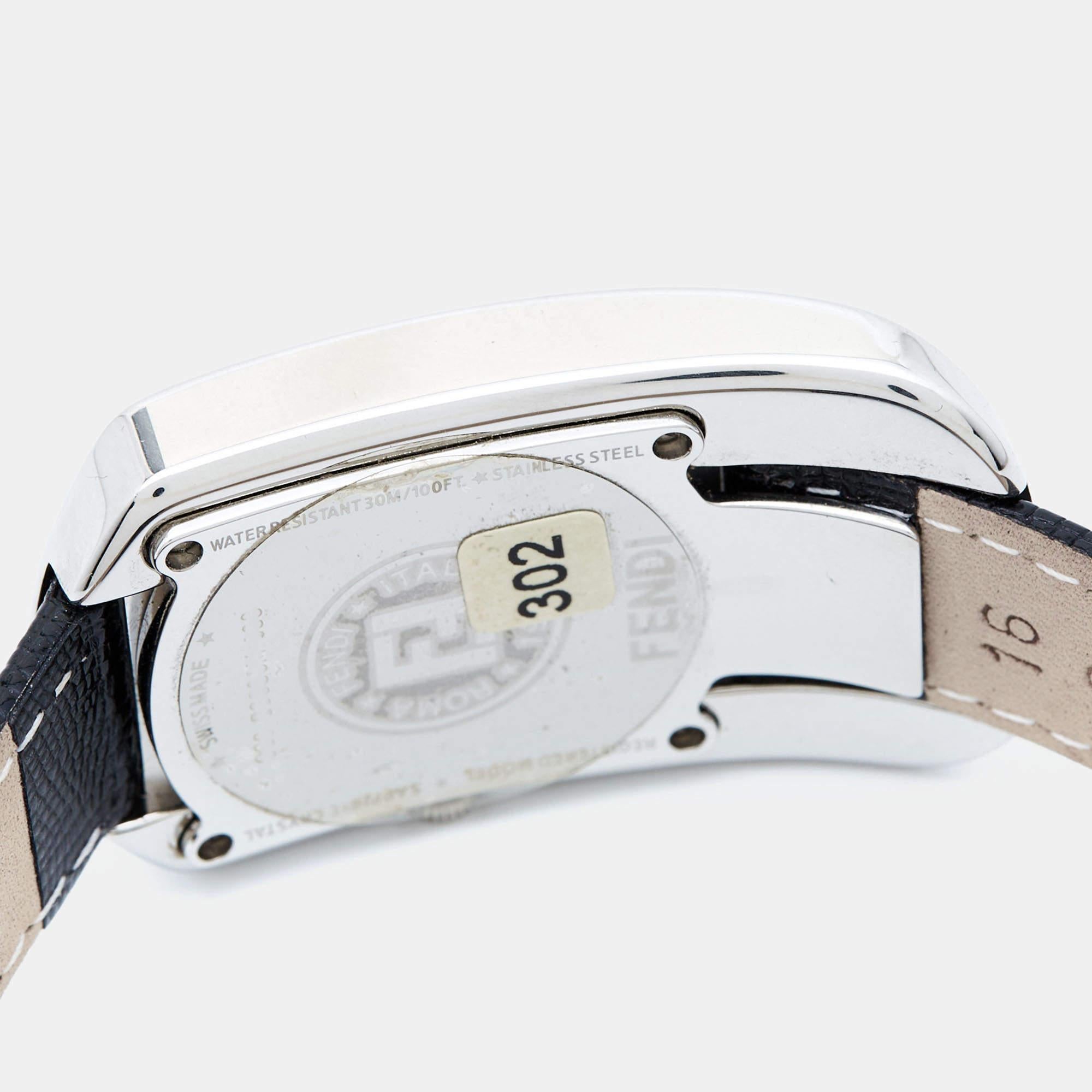 Contemporary Fendi Stainless Lizard Skin Leather Diamond Chameleon Women's Wristwatch 29 mm