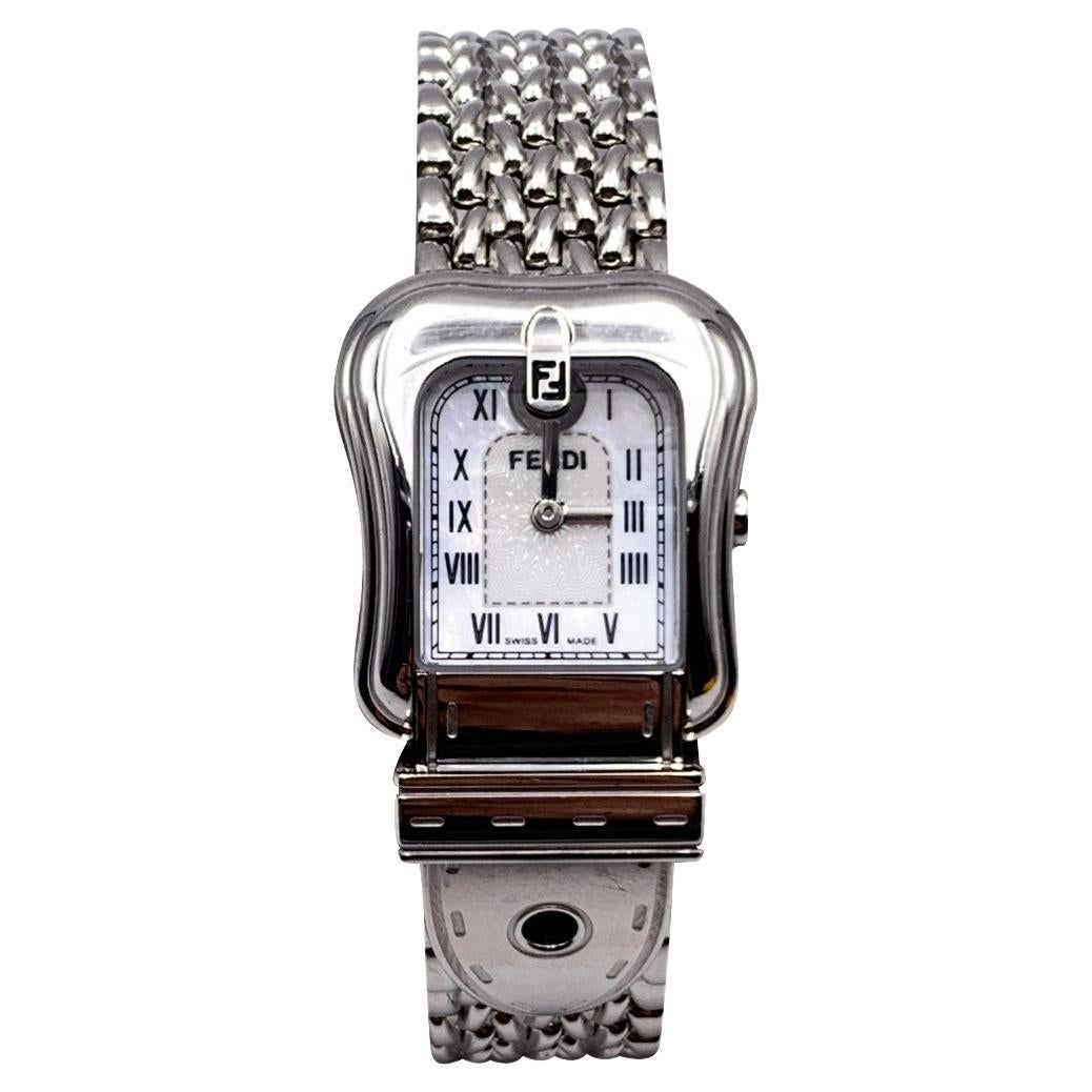 Fendi Stainless Steel B. Buckle 3800 L Quartz Wrist Watch White Dial