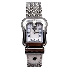 Fendi Stainless Steel B. Buckle 3800 L Quartz Wrist Watch White Dial