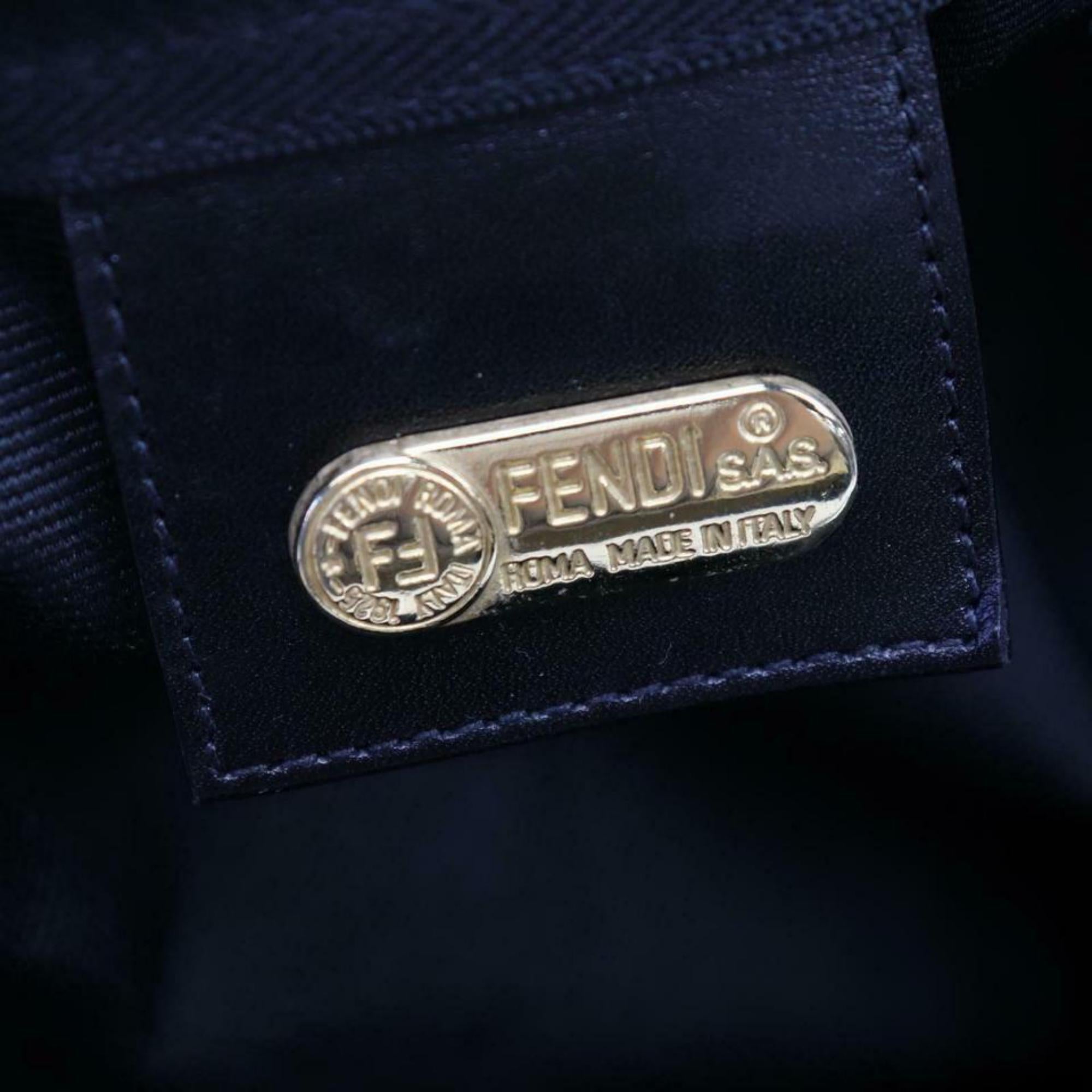Fendi Star Roma Logo Boston Duffle with Strap 870322 Black Nylon Tote For Sale 8