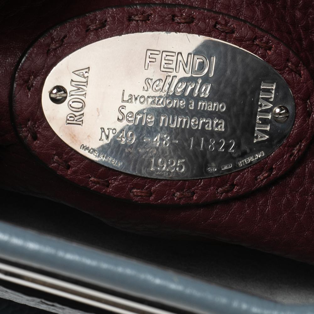 Fendi Stone Blue Selleria Leather Medium Peekaboo Top Handle Bag 2