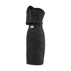 Fendi Strapless One Shoulder Bandage Dress Mesh Overlay 38 / 4 New w/ Tag