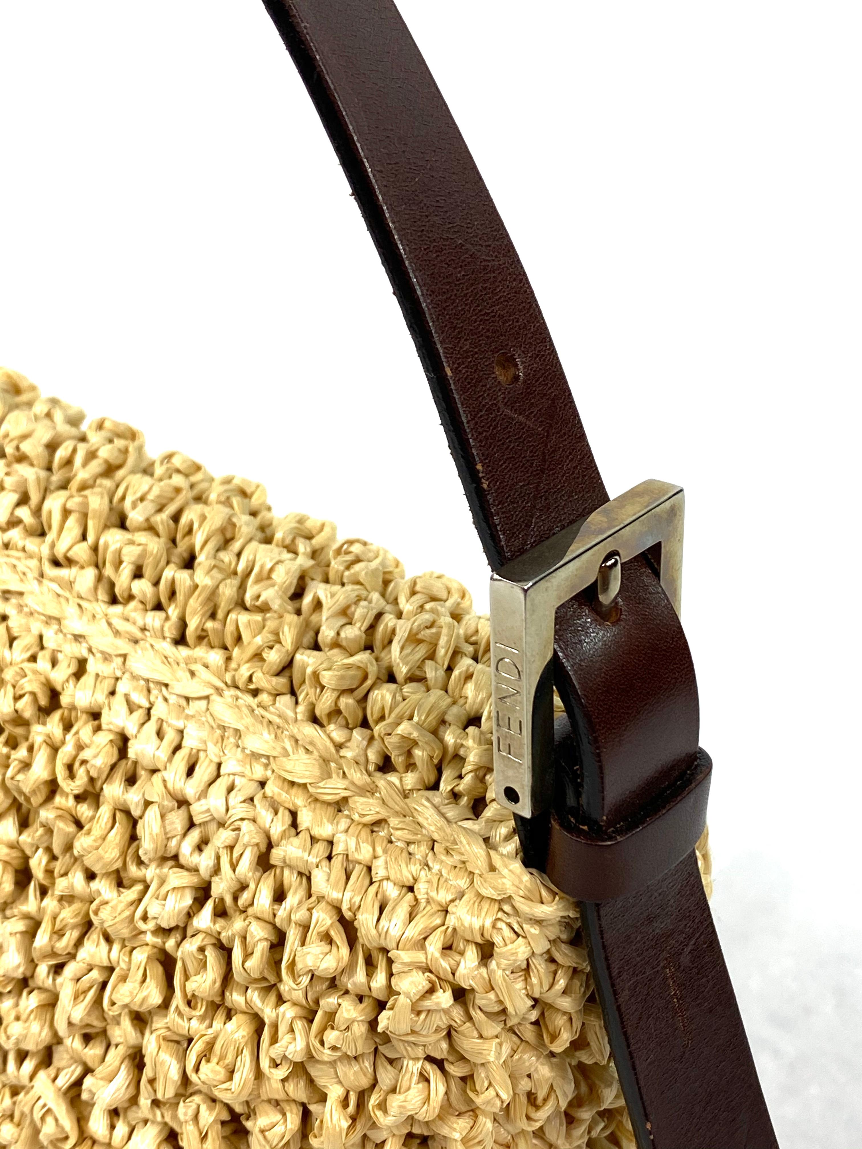 Fendi Stroh Baguette Kleine Umhängetasche 5