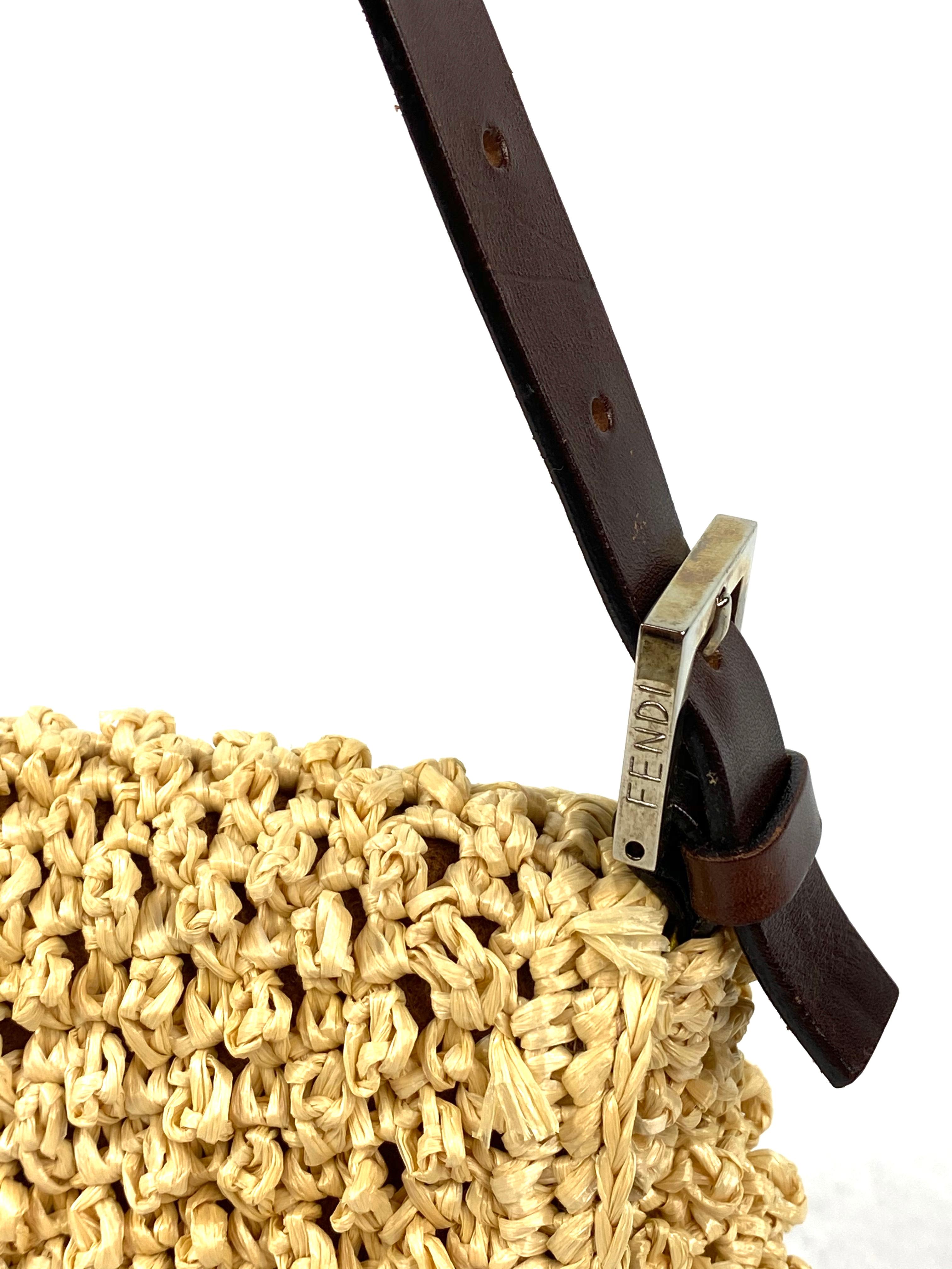 Fendi Stroh Baguette Kleine Umhängetasche 6