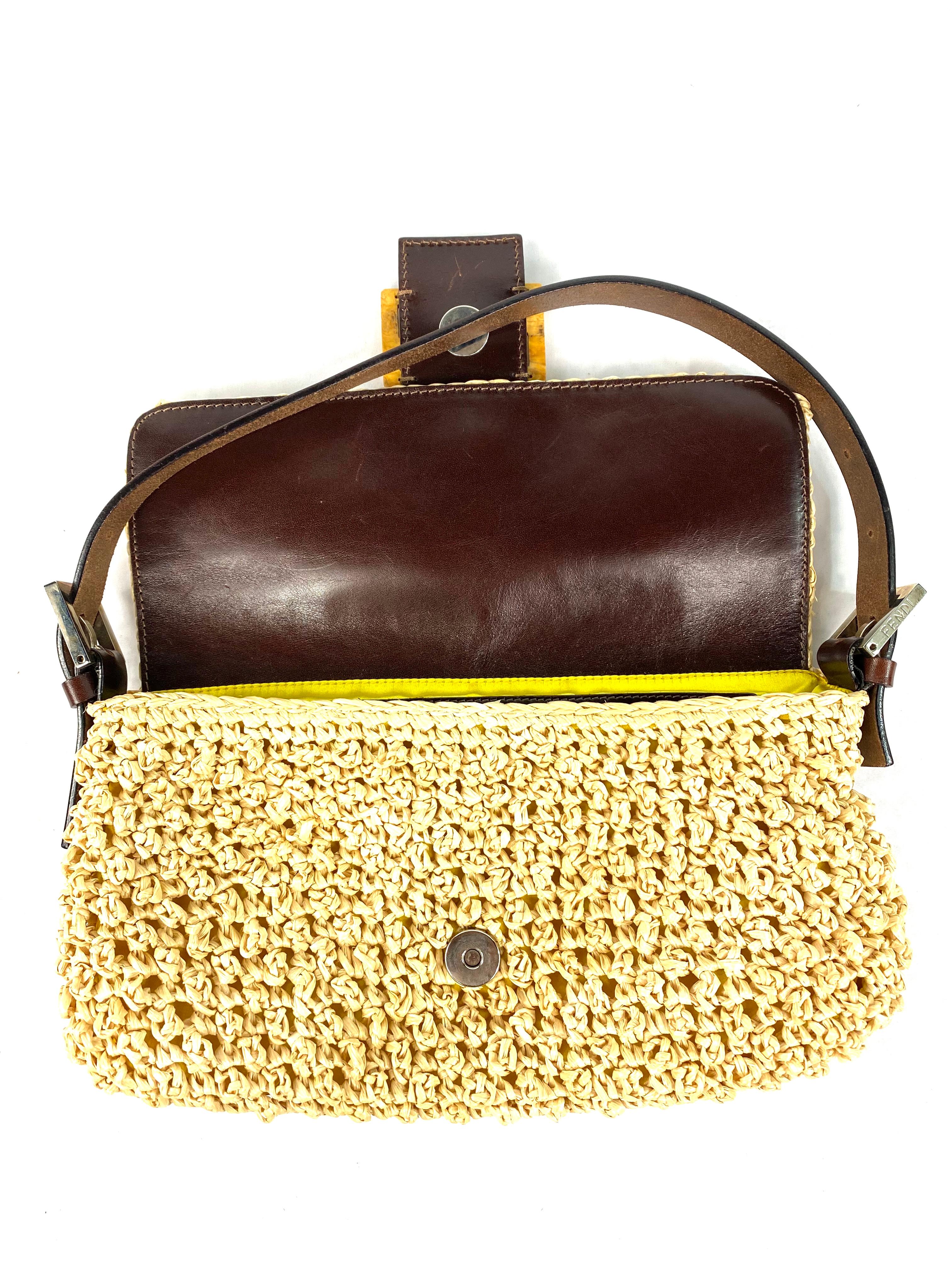 Fendi Stroh Baguette Kleine Umhängetasche 12