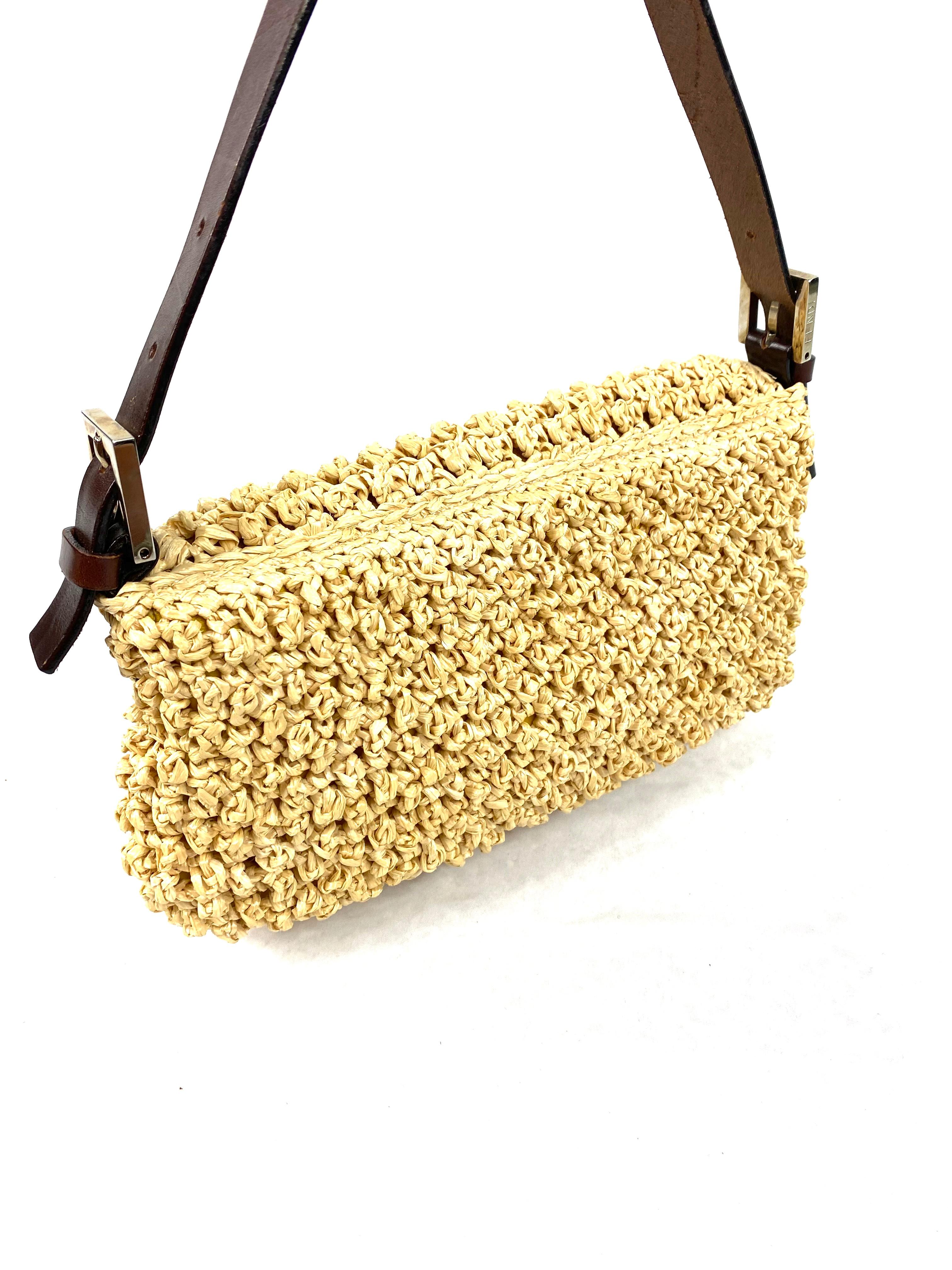 Fendi Stroh Baguette Kleine Umhängetasche 2