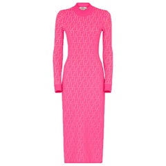 Fendi Stretch Jacquard-Knit Midi Dress