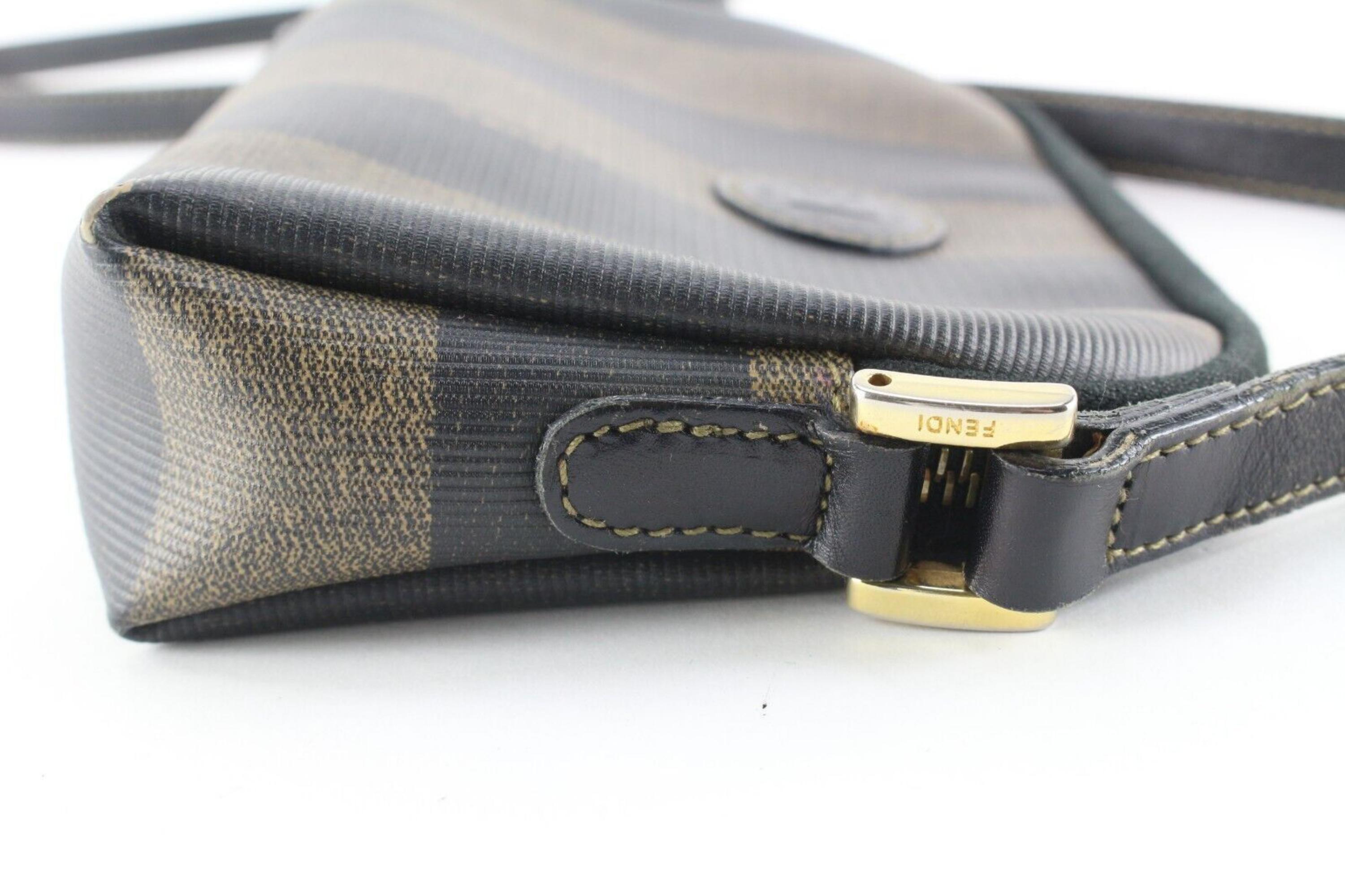 Gray Fendi Striped Crossbody Bag 2FF0501 For Sale