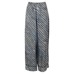 Fendi Striped Silk Wide Leg Pants It 42 Uk 10