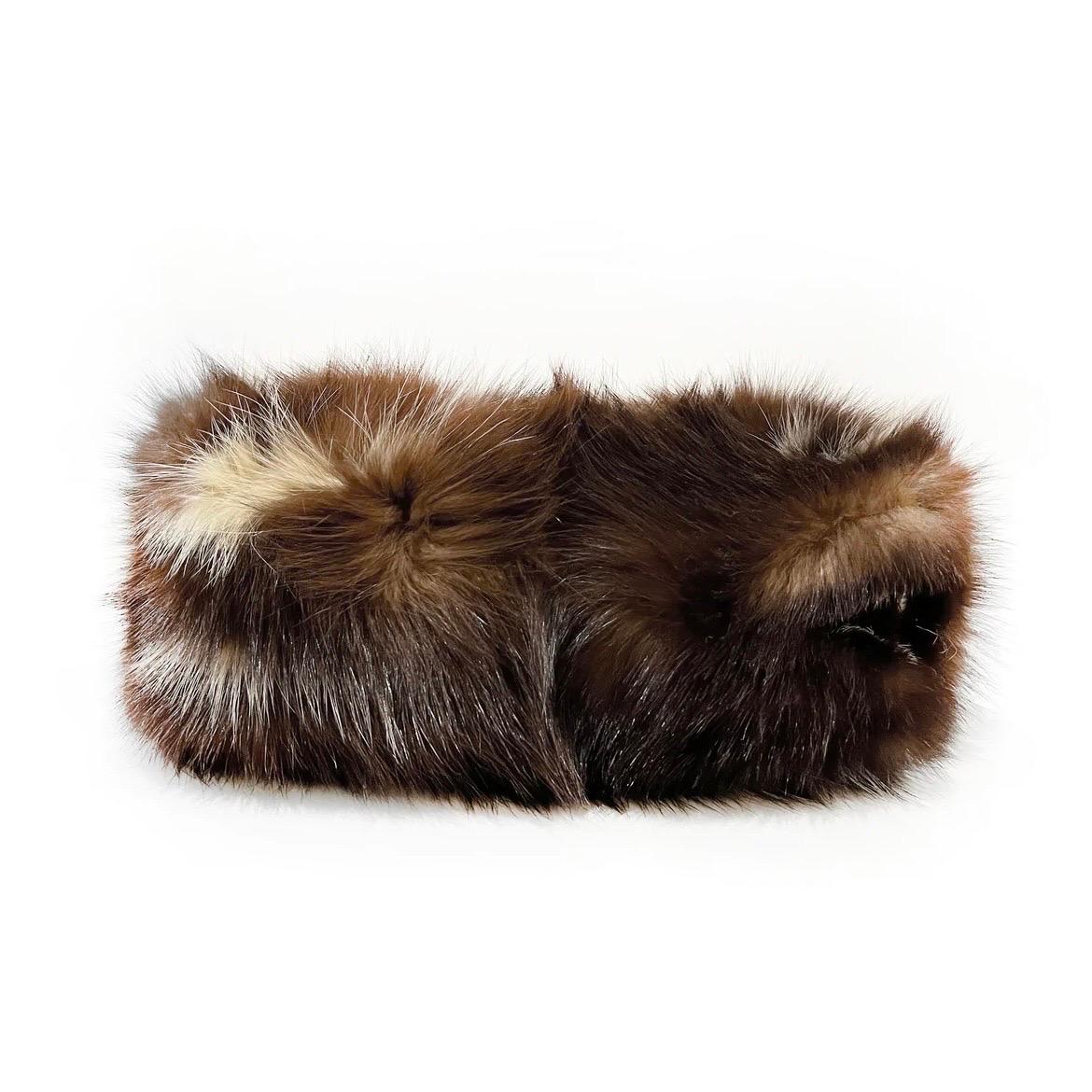 Black Fendi Striped Skunk Fur Handbag (Circa 2000)