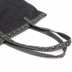 Fendi Studded Selleria 865883 Black Canvas Tote