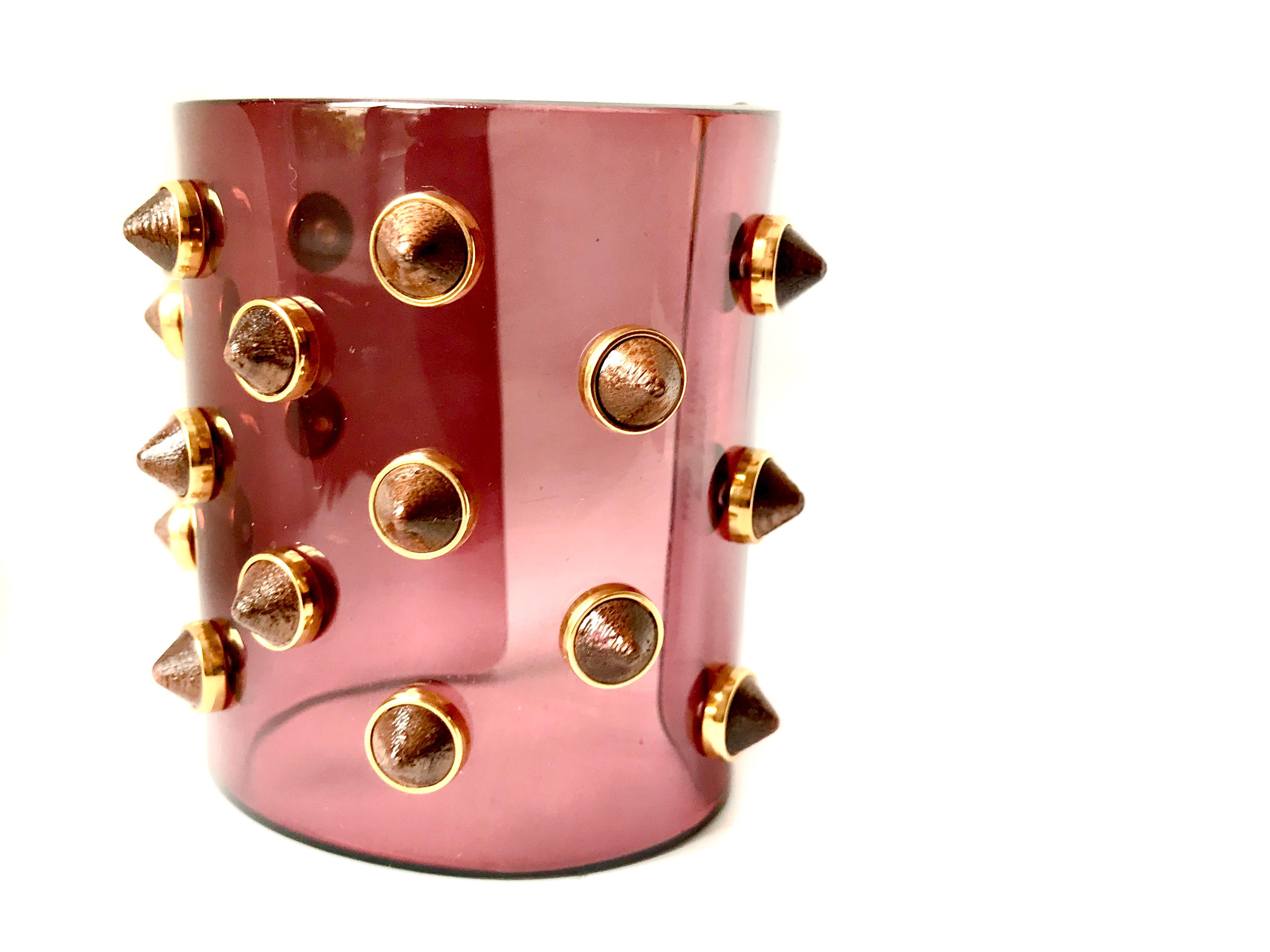 Contemporary Fendi Studded Transparent Acrylic Cuff For Sale