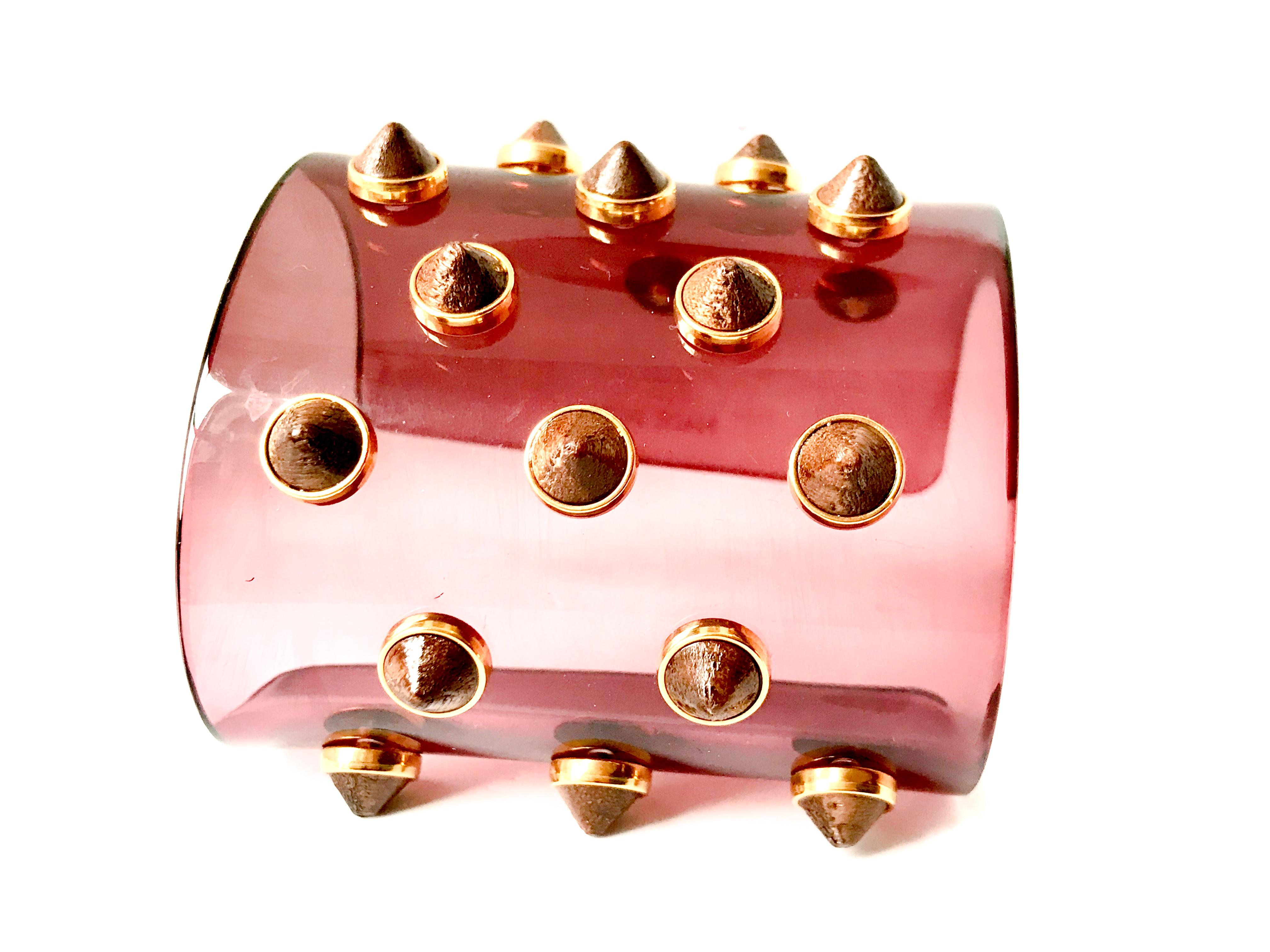Fendi Studded Transparent Acrylic Cuff In Excellent Condition For Sale In London, GB