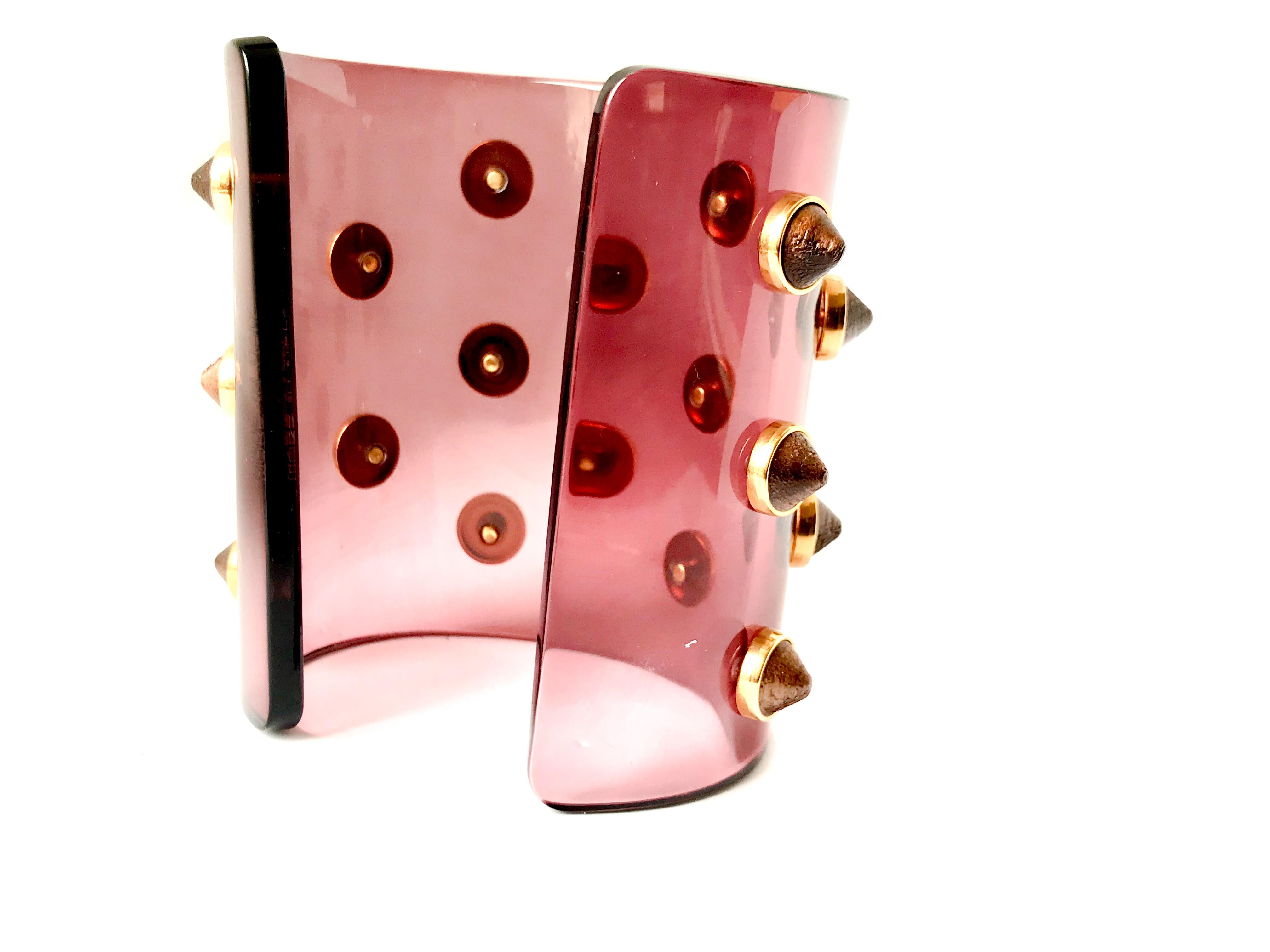 Fendi Studded Transparent Acrylic Cuff For Sale 1