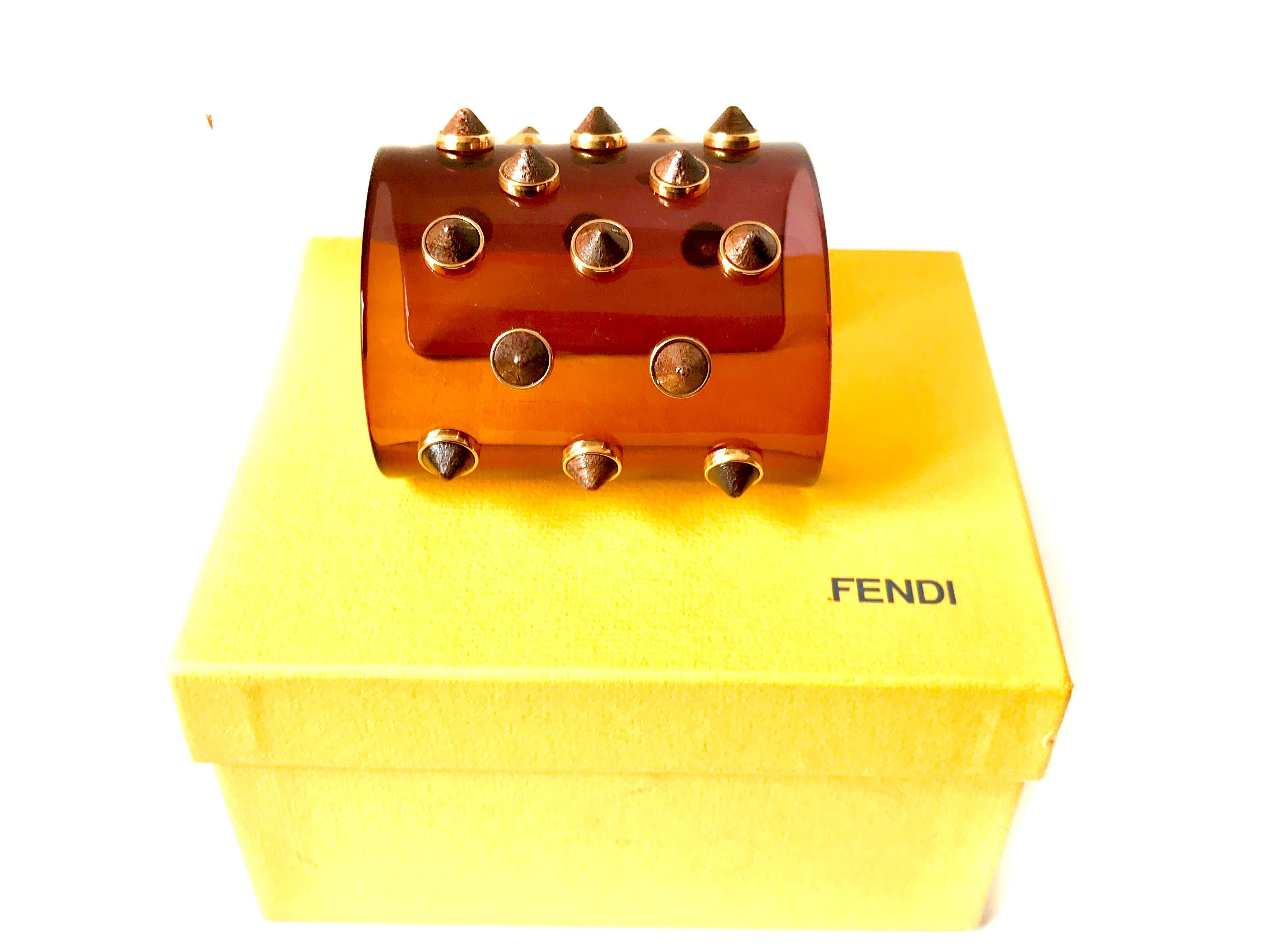 Fendi Studded Transparent Acrylic Cuff For Sale 2
