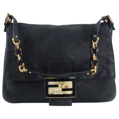 Fendi Suede Big Mamma Shoulder Bag with Tortoise and Resin Clasp