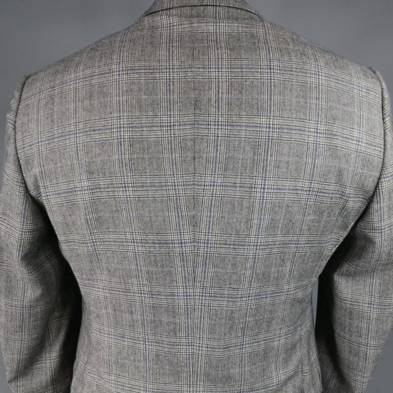 FENDI Size 44 / IT 54 Regular Glen Plaid Two Button Grey Wool Suit at ...