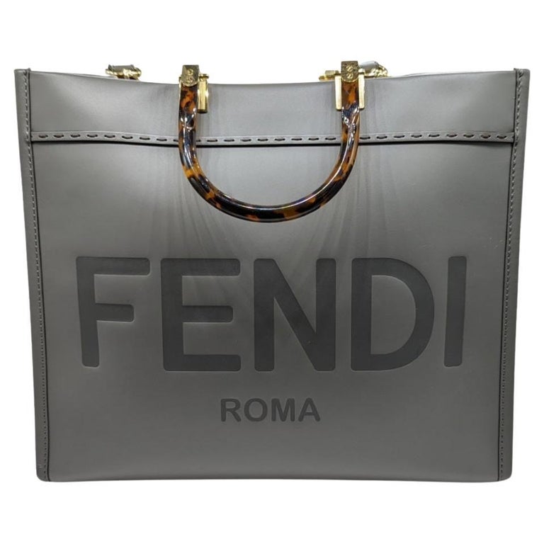 Fendi Sunshine Medium Gray Shopper Tote For Sale at 1stDibs