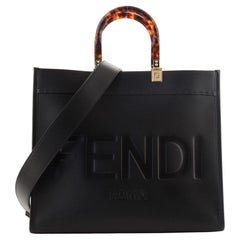 Fendi Black Mesh Logo Shopper Tote Bag 1025f18 at 1stDibs
