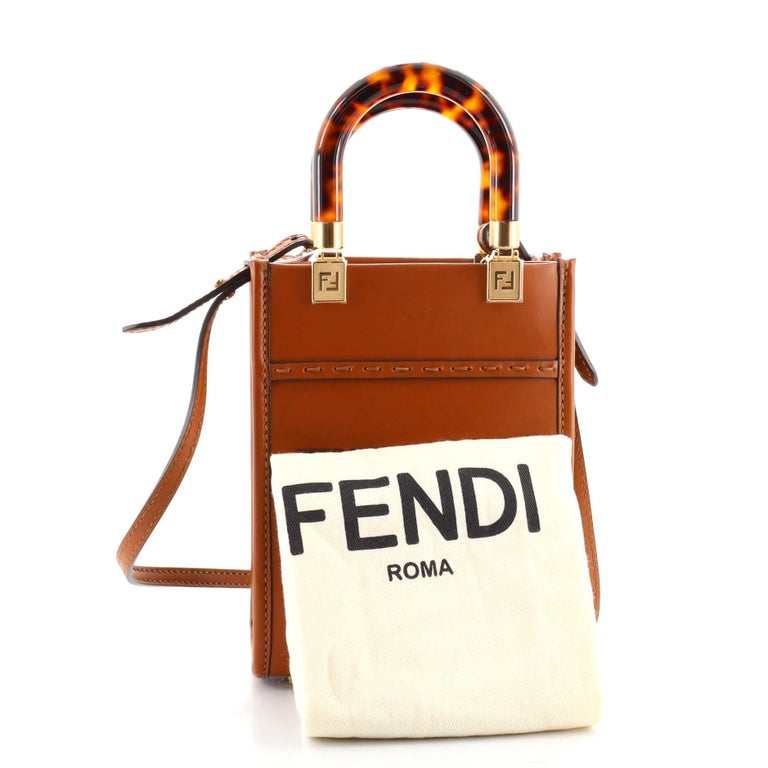 Fendi - Sunshine Shopper Mini Patent Leather Canvas Crossbody Bag