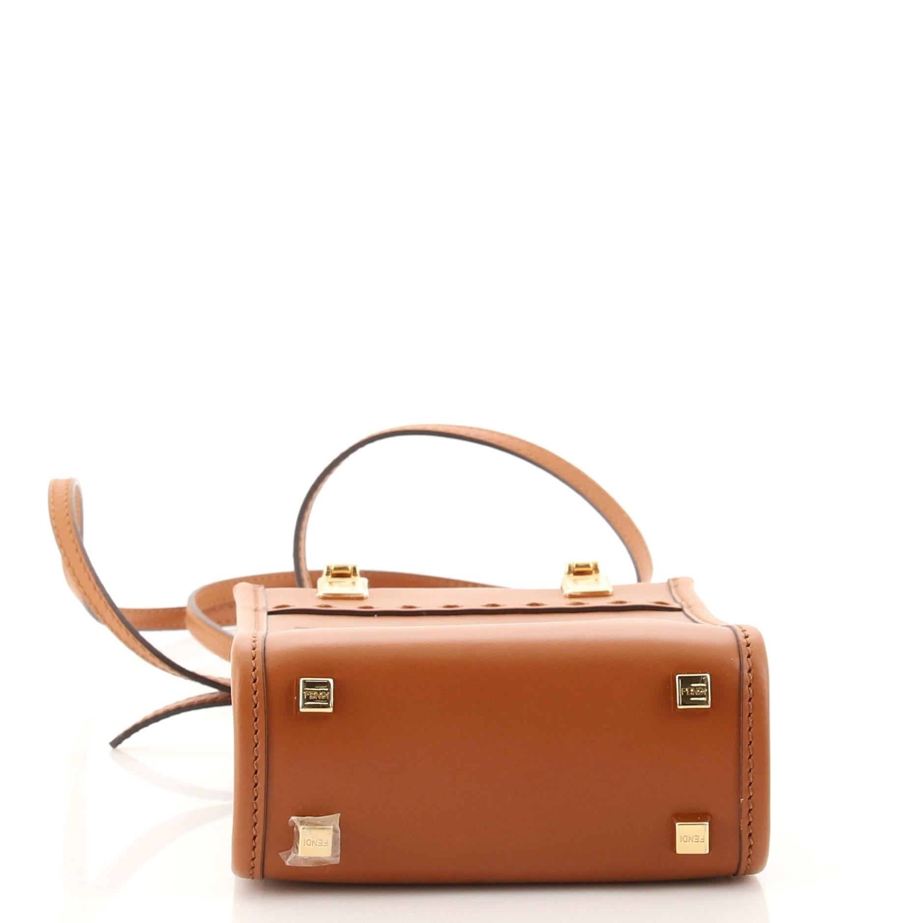 Brown Fendi Sunshine Shopper Tote Leather Mini