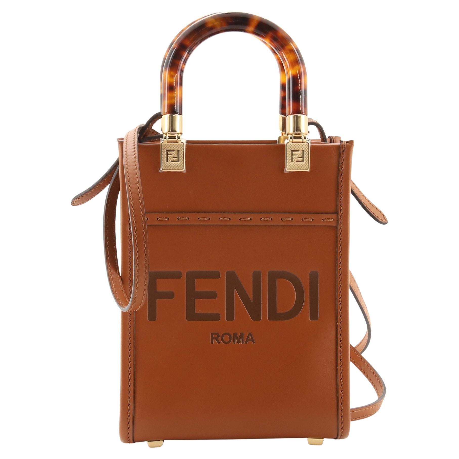 Fendi Medium Sunshine Shopper Bag In Python ROMA Logo Calf Leather