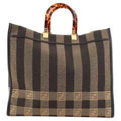 Fendi Sunshine Shopper Tote Pequin Canvas Large