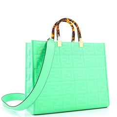 Fendi Sunshine Shopper Tote Zucca Embossed Leather Medium