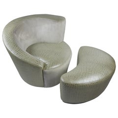 Used Vladimir Kagan chair and ottoman for Fendi