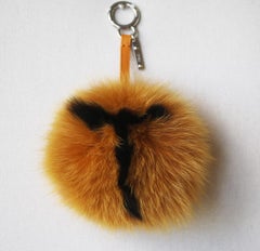 Fendi T-Letter Pompom Fox-Fur Bag Charm