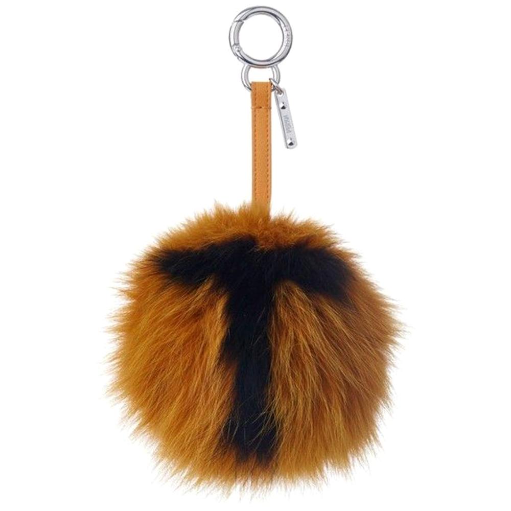 Fendi T-Letter Pompom Fox-Fur Bag Charm