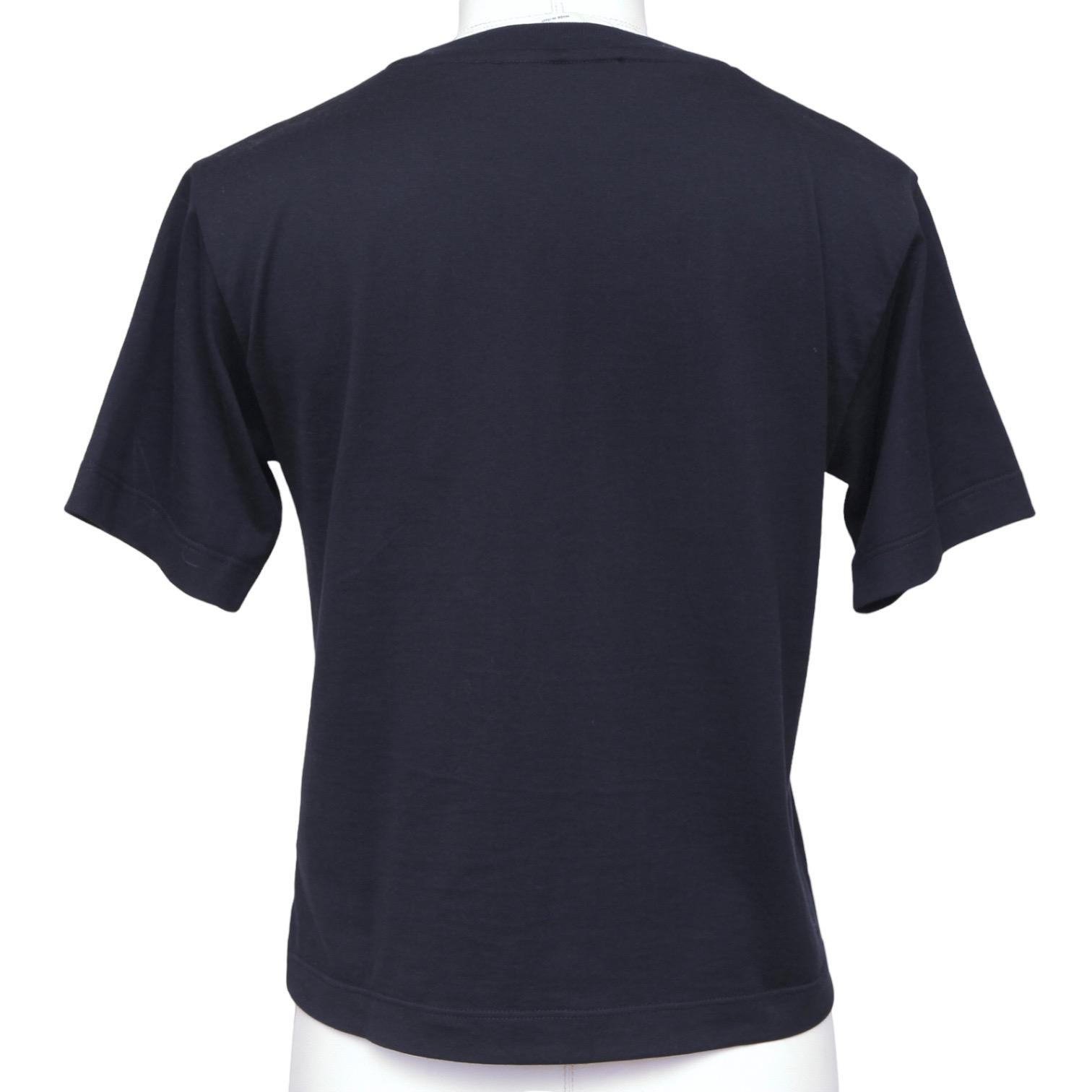 FENDI T-Shirt Top Logo Cropped Marineblau Samt Crew Neck Short Sleeve Gr. XS im Angebot 1